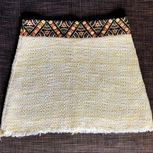 Tweed Mini Skirt with Embroidered Waist Band